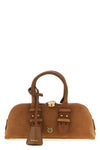 bowling baguette suede shoulder bag