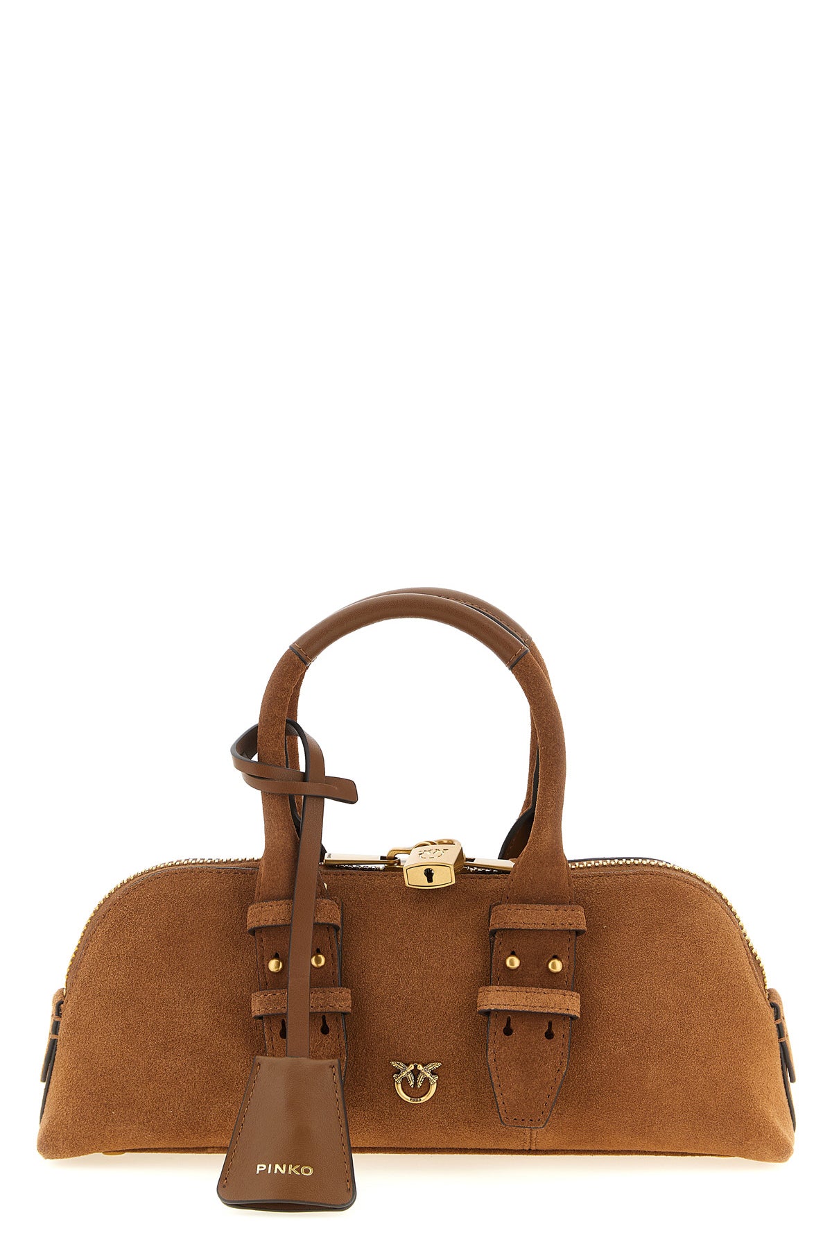 bowling baguette suede shoulder bag