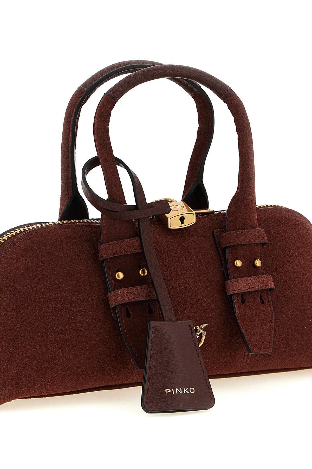 bowling baguette suede shoulder bag