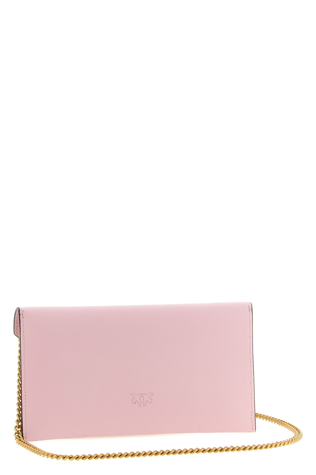 PINKO OS flat mini wallet on chain in silky hand-leather