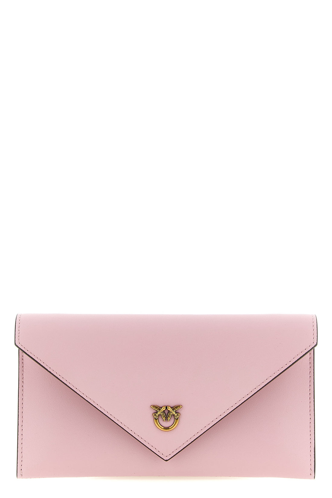 PINKO OS flat mini wallet on chain in silky hand-leather