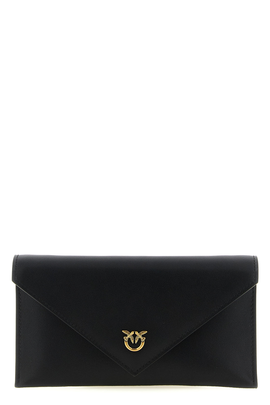 PINKO OS flat mini wallet on chain in silky hand-leather