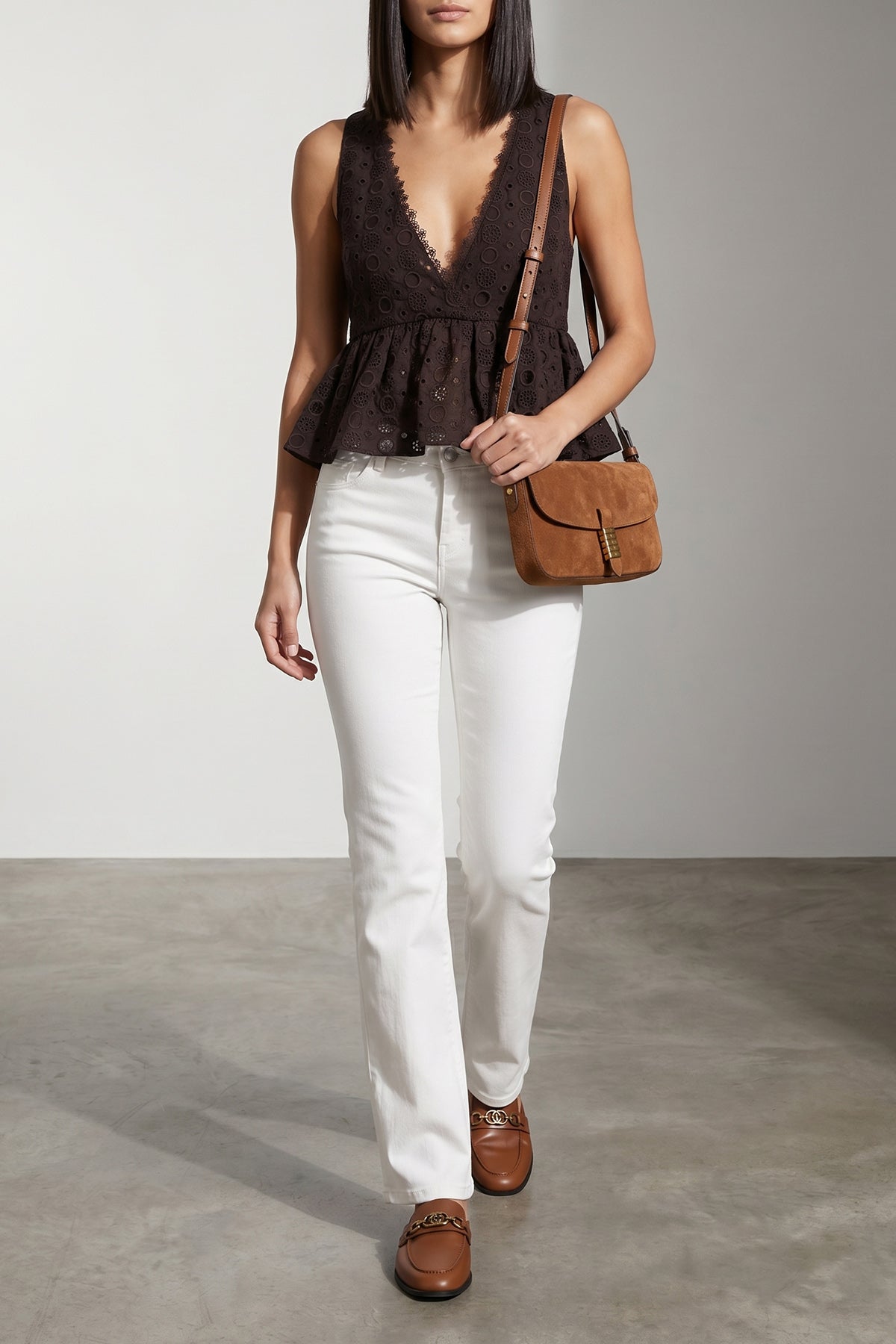 saddle flat medium suede shoulder bag