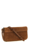 saddle flat medium suede shoulder bag