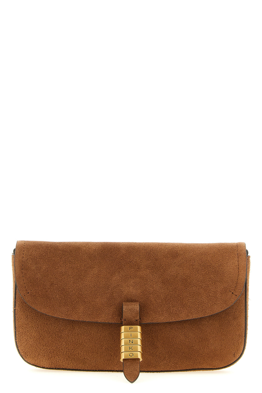 PINKO OS saddle flat medium suede shoulder bag