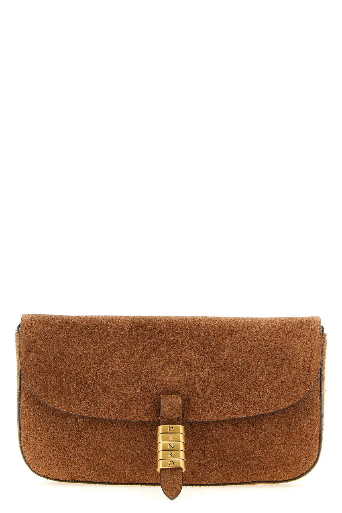 saddle flat medium suede shoulder bag