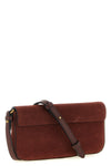 saddle flat medium suede shoulder bag