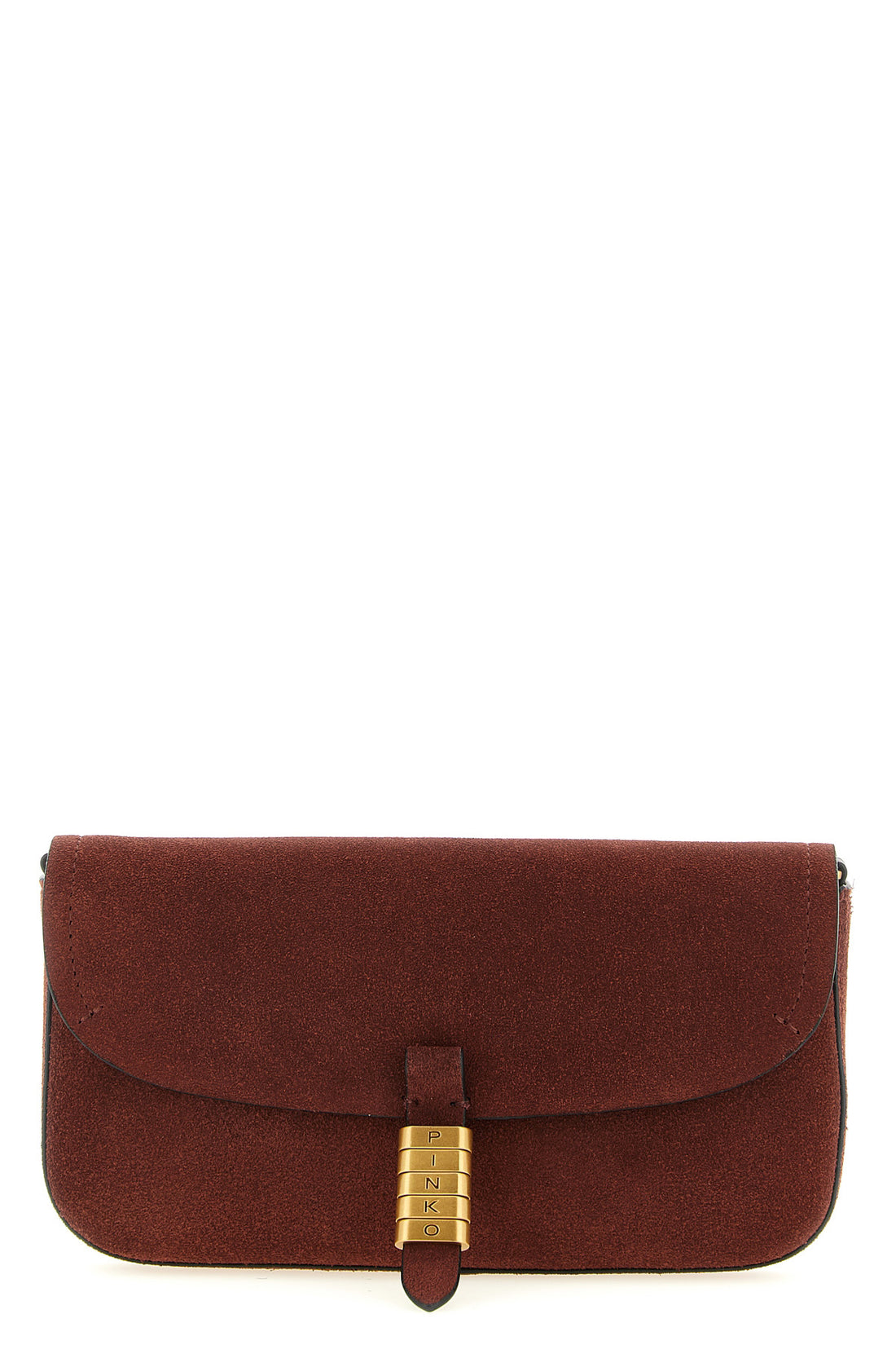 PINKO OS saddle flat medium suede shoulder bag