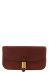 saddle flat medium suede shoulder bag