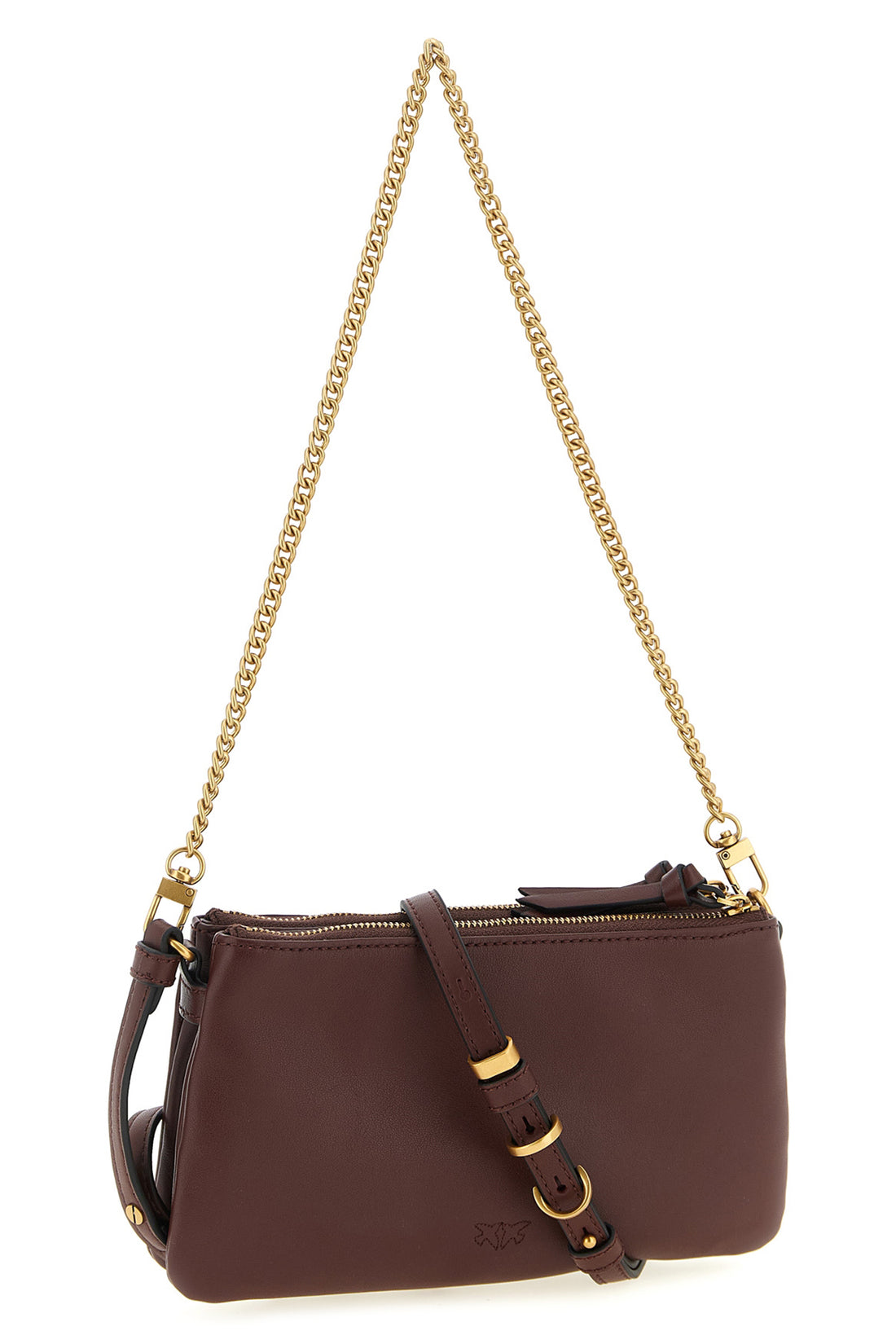 PINKO OS small leather mini double crossbody bag