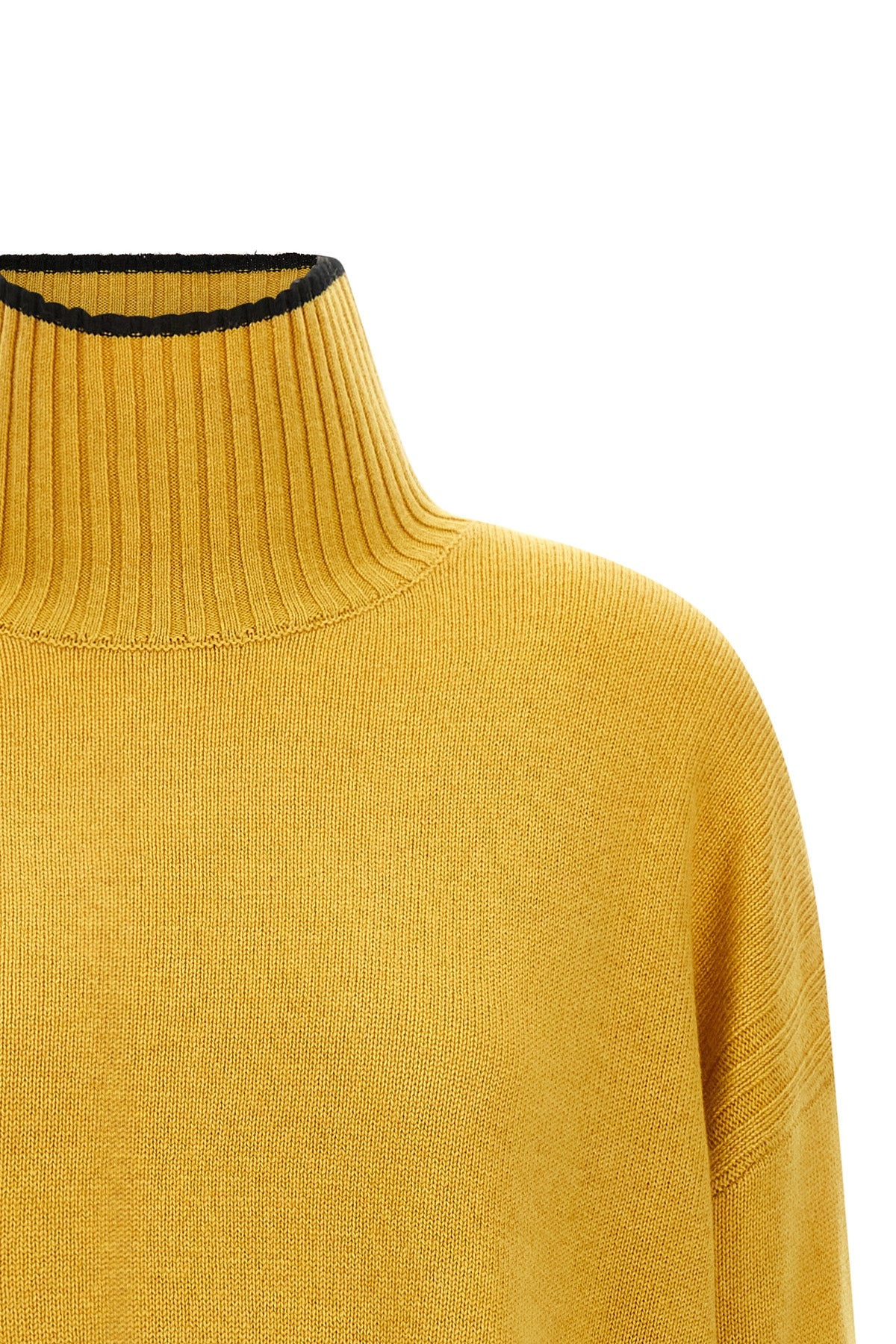the turtleneck sweater by pinko defines a relaxed silhouette through boxy volume