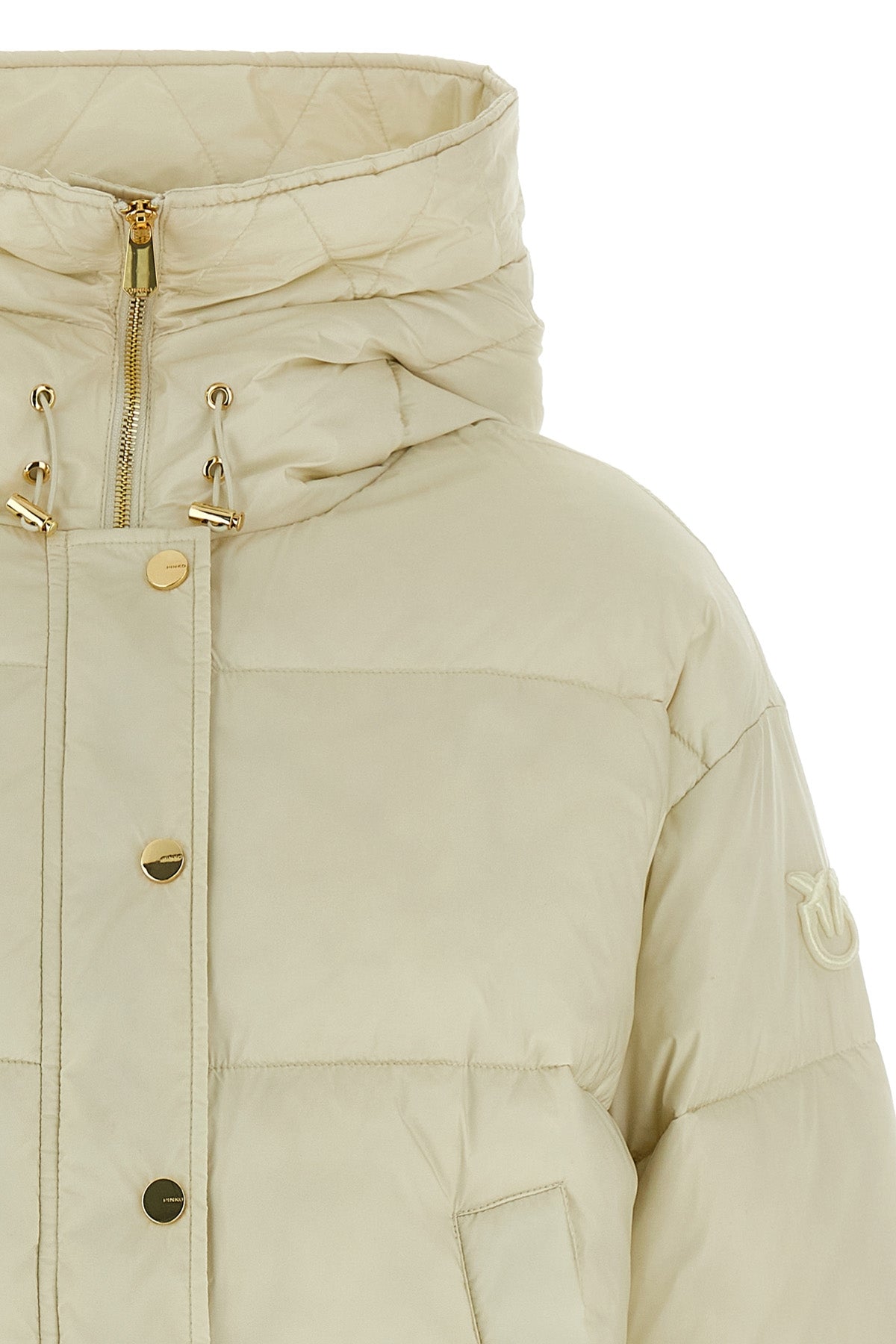 impasto quilted and padded technical canvas down jacket