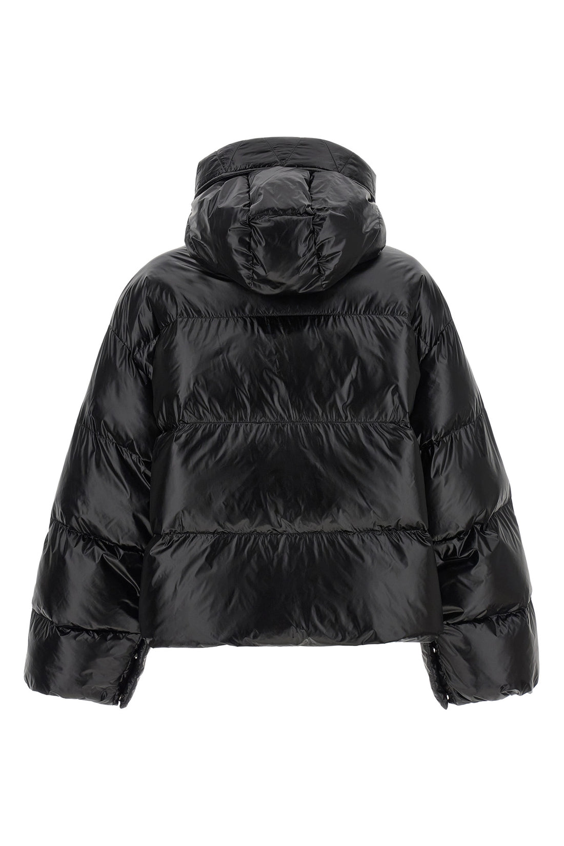PINKO M the impasto pinko down jacket redefines winter volumes through a short-cut sil