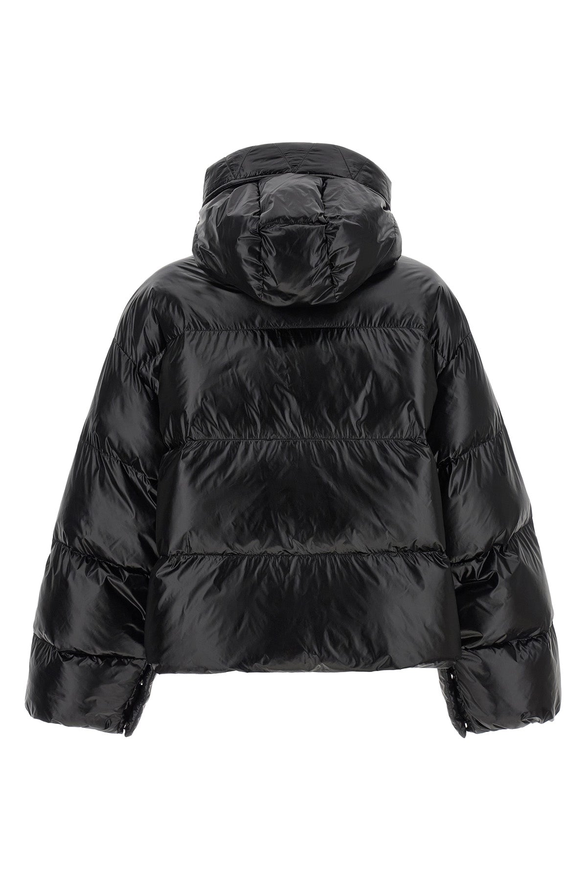 the impasto pinko down jacket redefines winter volumes through a short-cut sil