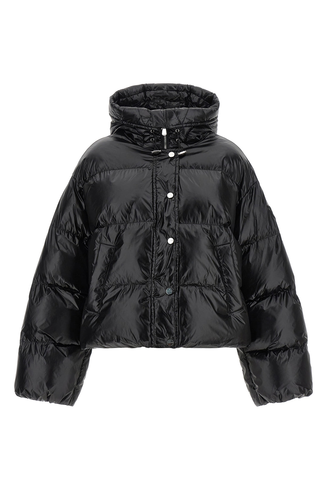 PINKO M the impasto pinko down jacket redefines winter volumes through a short-cut sil