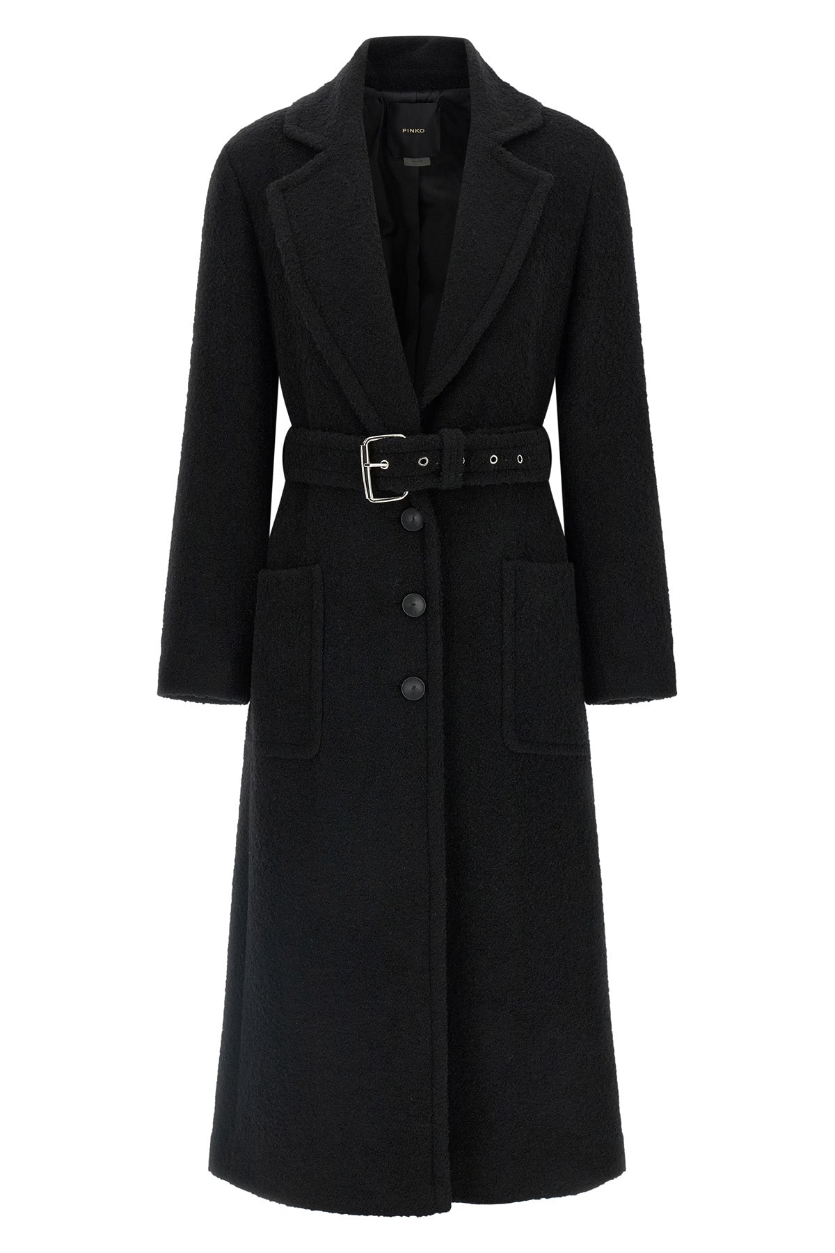 long cerfoglio single-breasted coat in diagonal bouclé wool blend fabric