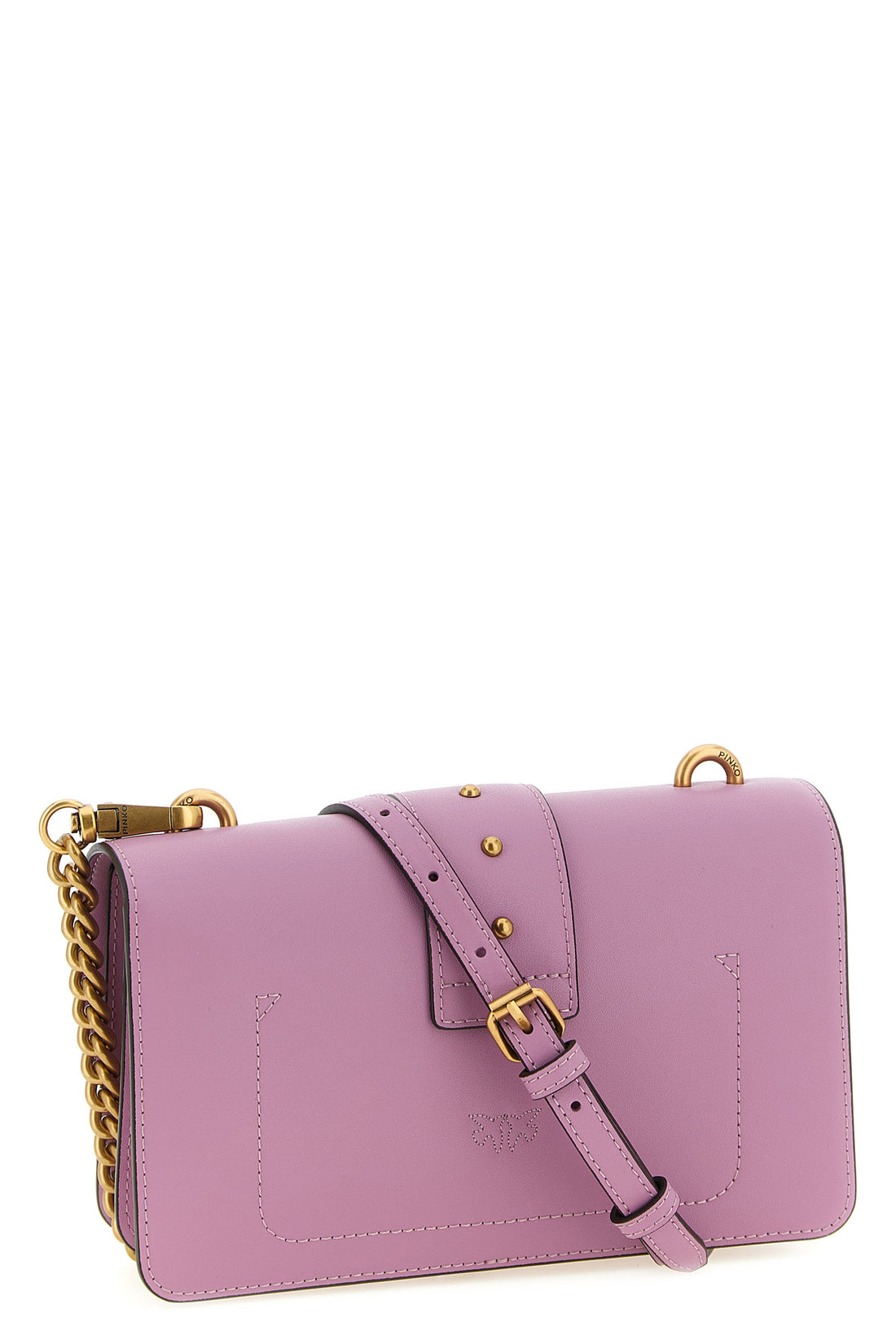 PINKO OS love one mini silk leather crossbody bag