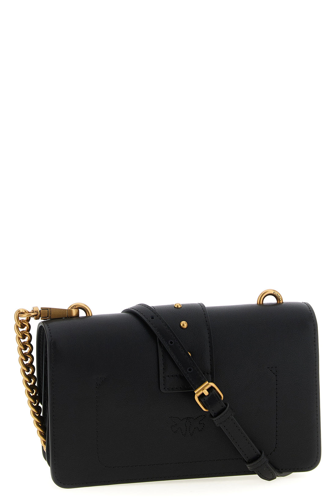PINKO OS love one mini crossbody bag in silk-touch leather