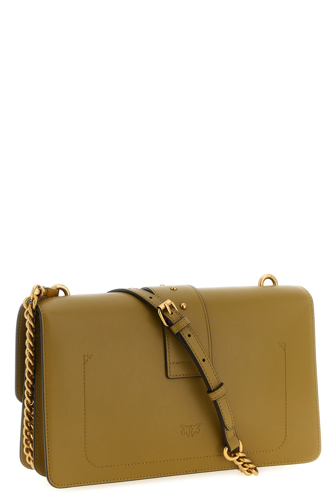 PINKO OS love one classic silk leather crossbody bag