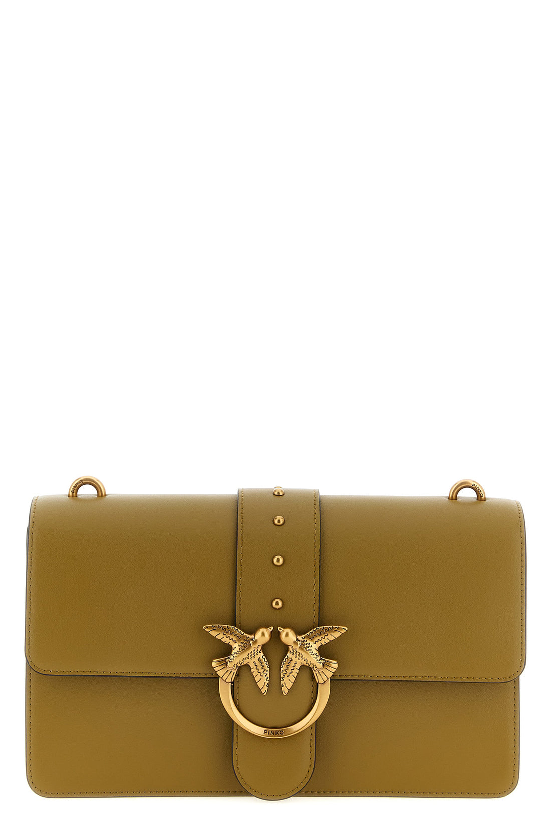 PINKO OS love one classic silk leather crossbody bag