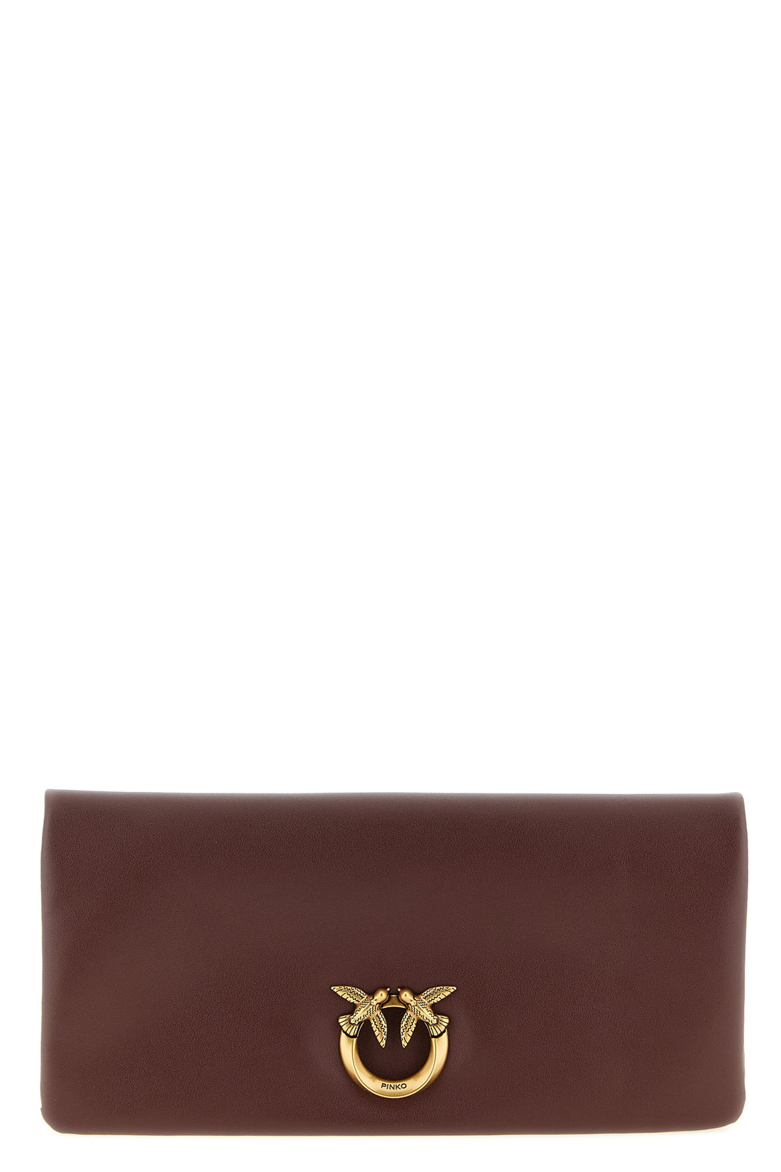 PINKO OS medium love click soft horizontal clutch bag in soft padded leather