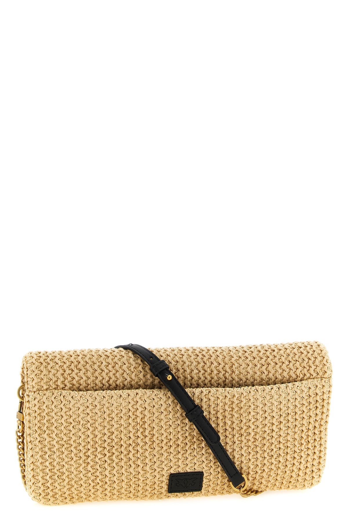 love bag click soft horizontal braided raffia clutch bag