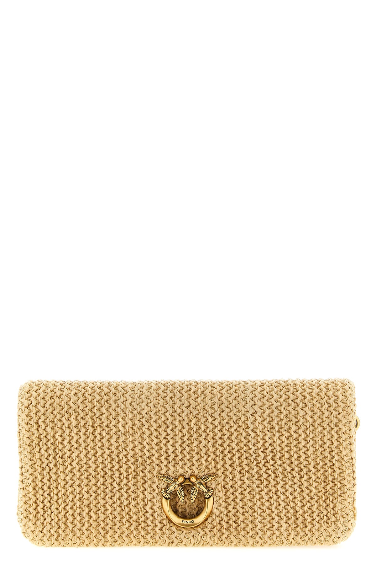 love bag click soft horizontal braided raffia clutch bag