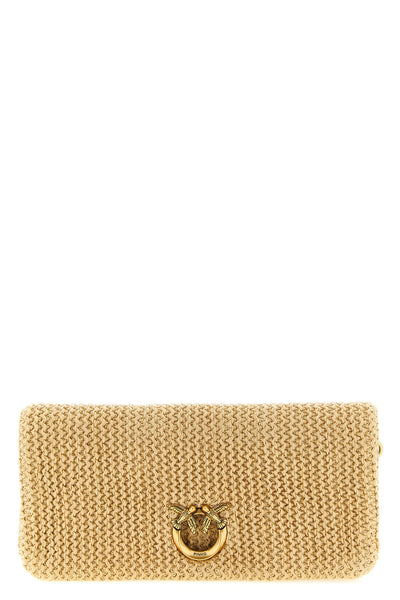 love bag click soft horizontal braided raffia clutch bag