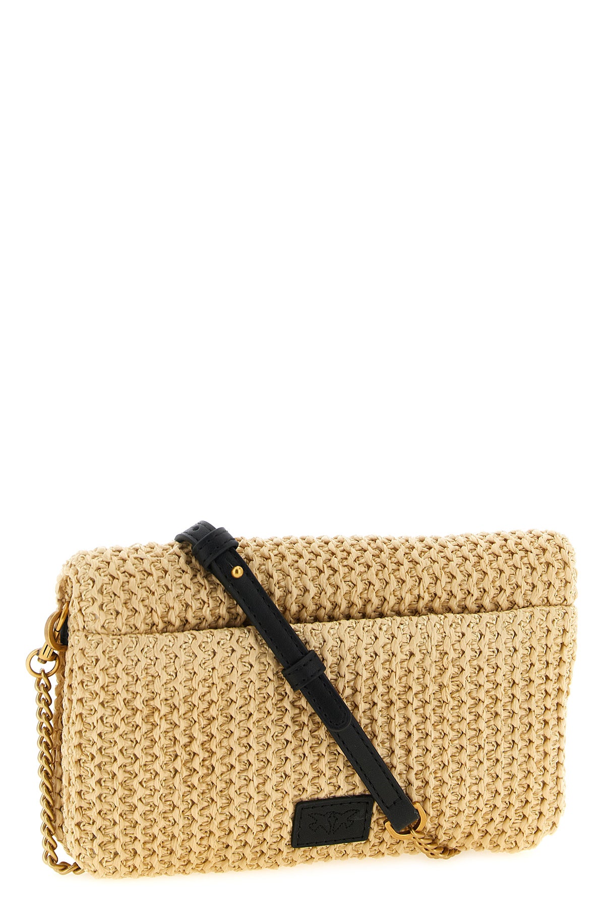 love bag click soft horizontal mini crossbody bag in woven raffia