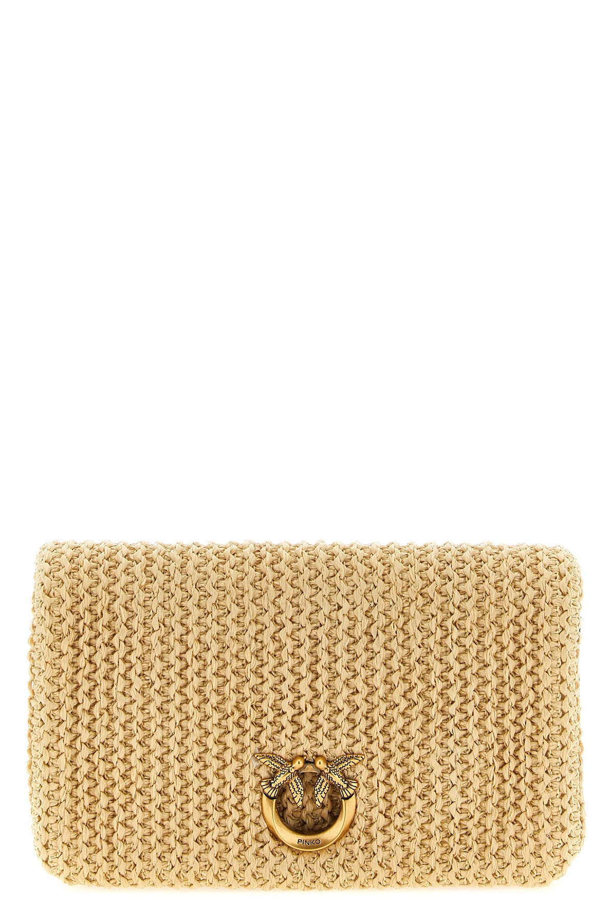 love bag click soft horizontal mini crossbody bag in woven raffia