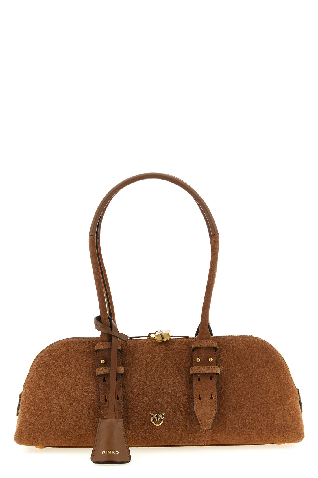 PINKO OS bowling baguette large suede shoulder bag