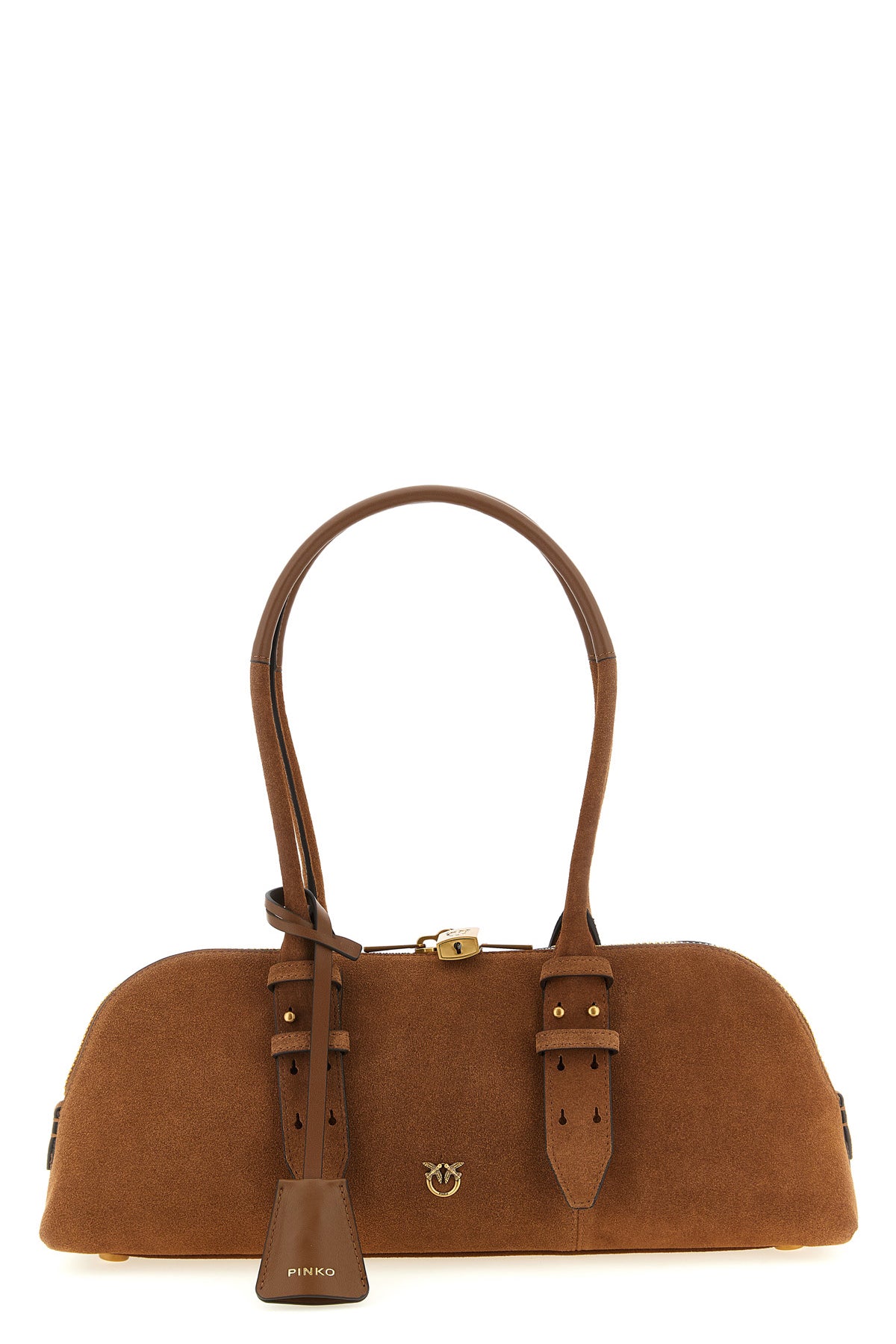 bowling baguette large suede shoulder bag