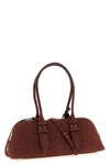 bowling baguette large suede shoulder bag