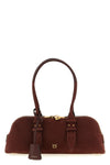 bowling baguette large suede shoulder bag