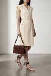belt medium shoulder bag in suede fabric