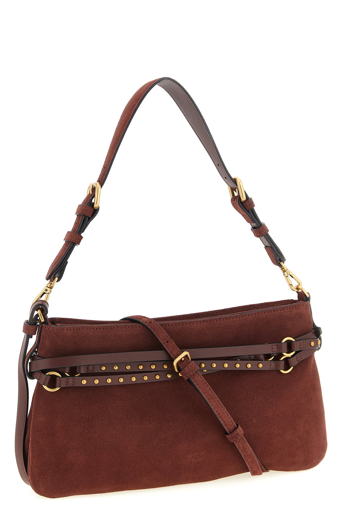 belt medium shoulder bag in suede fabric