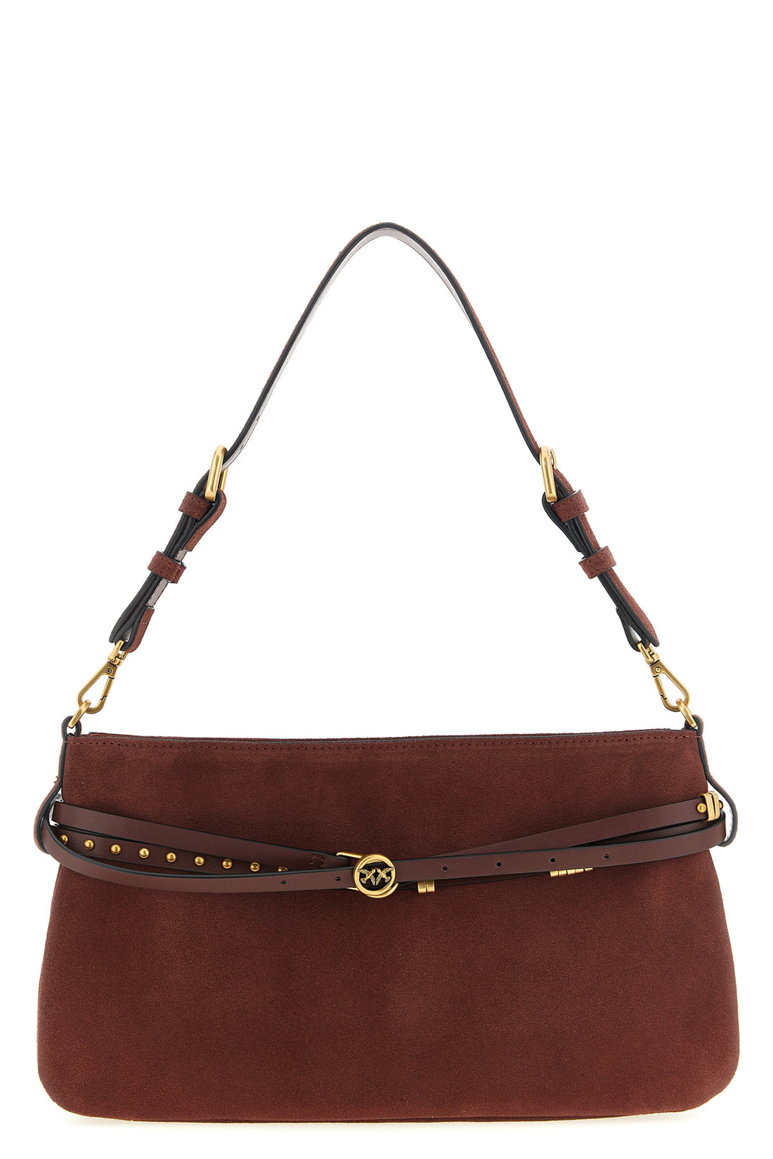 PINKO OS belt medium shoulder bag in suede fabric
