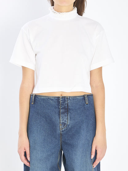 ALAIA 36 cropped t-shirt in cotton jersey