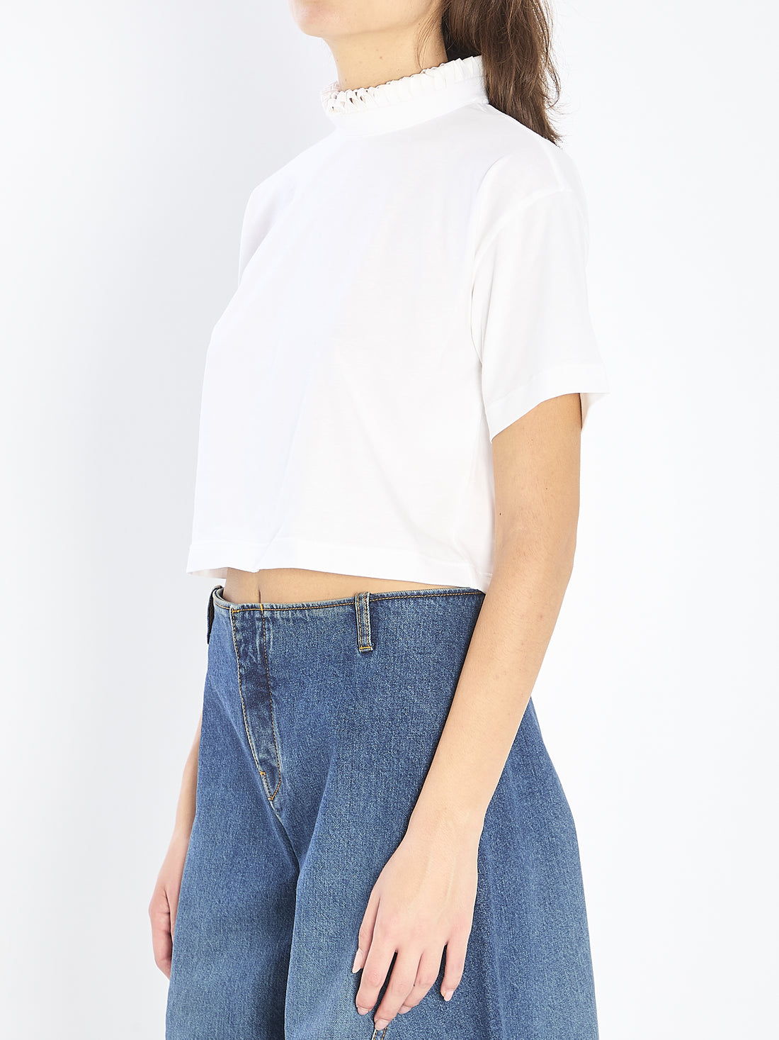 ALAIA 36 cropped t-shirt in cotton jersey