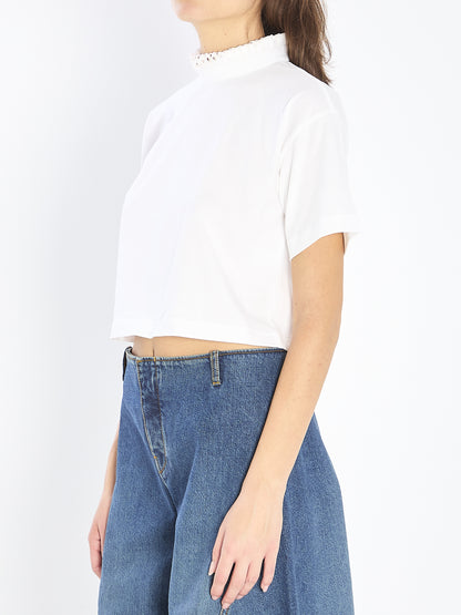 ALAIA 36 cropped t-shirt in cotton jersey
