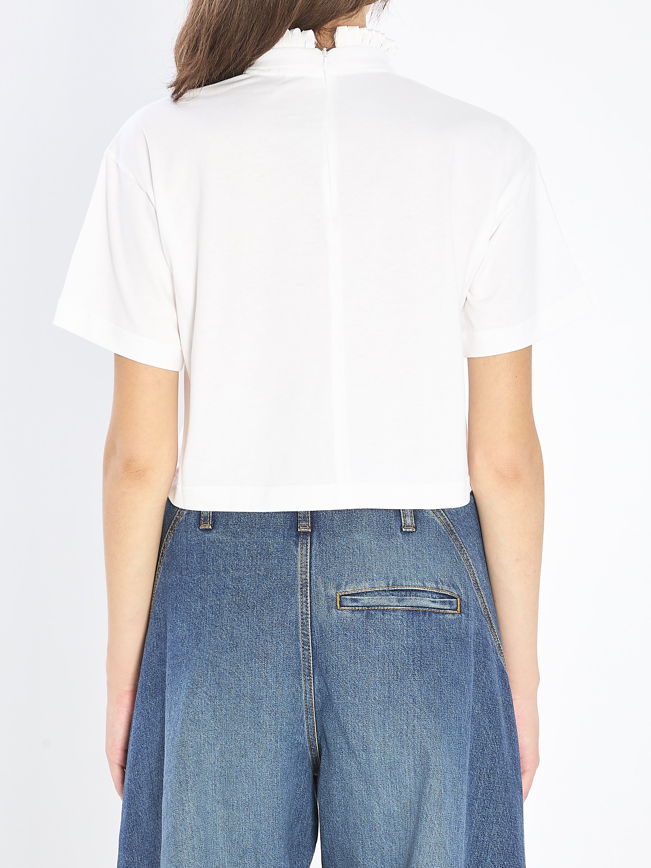 ALAIA 36 cropped t-shirt in cotton jersey