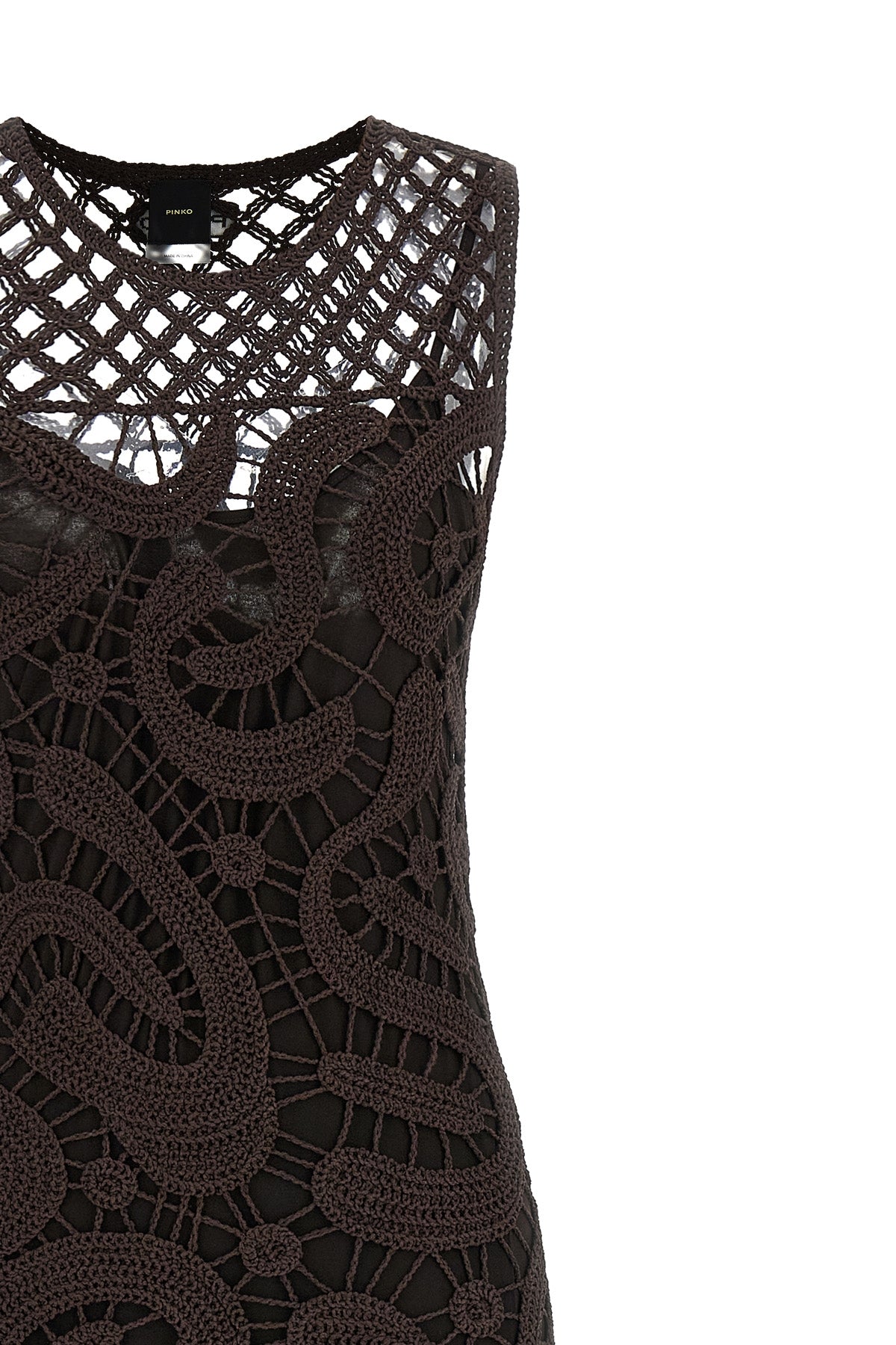 long bufera dress in crochet viscose