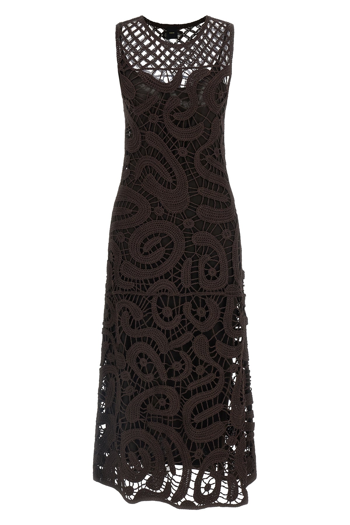 long bufera dress in crochet viscose