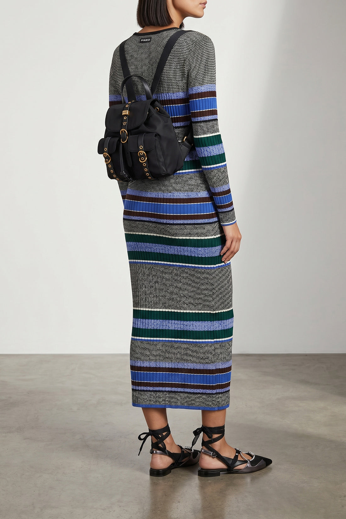 PINKO M long bruma dress in ribbed viscose knit