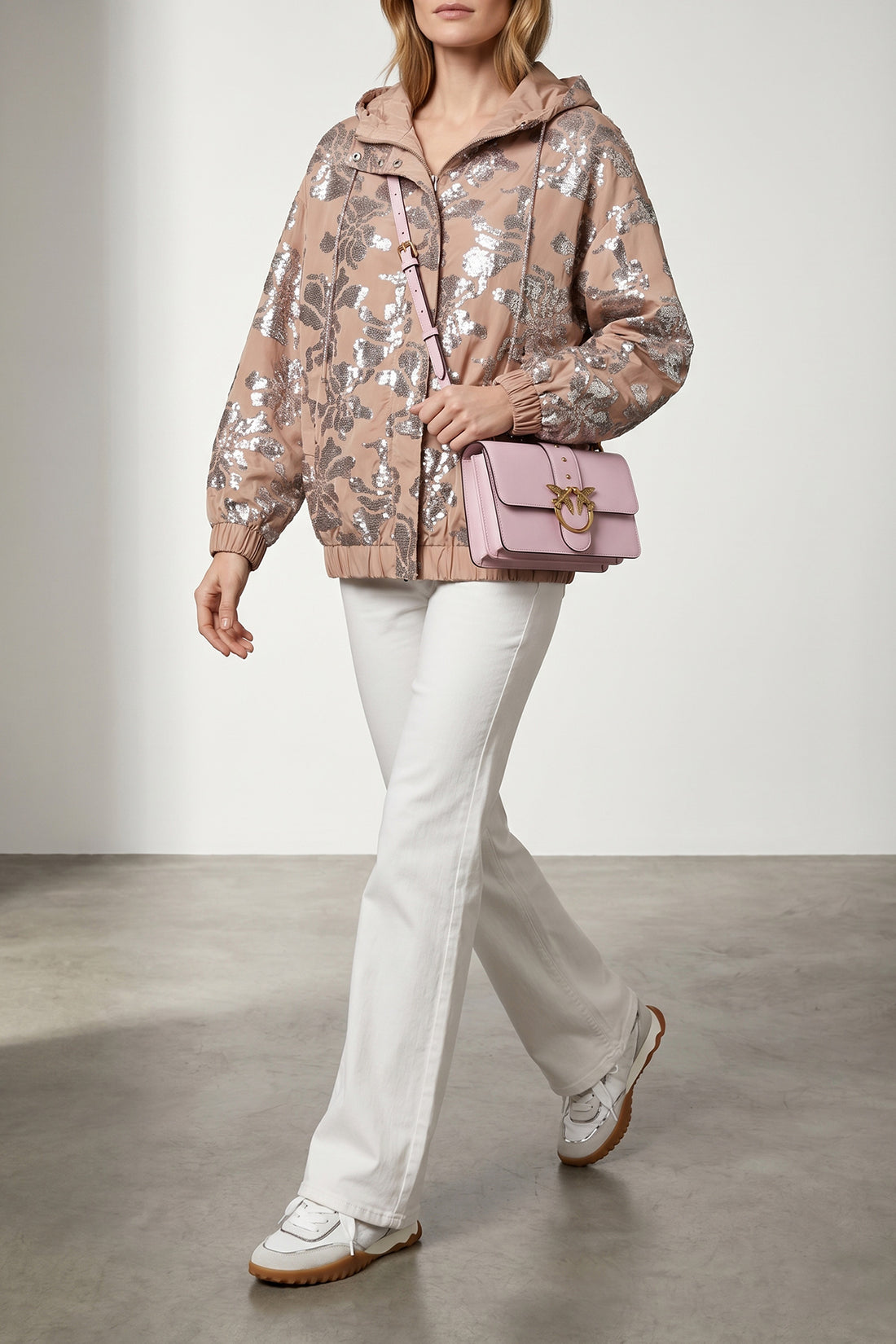PINKO 38 maracuja cotton poplin bomber jacket