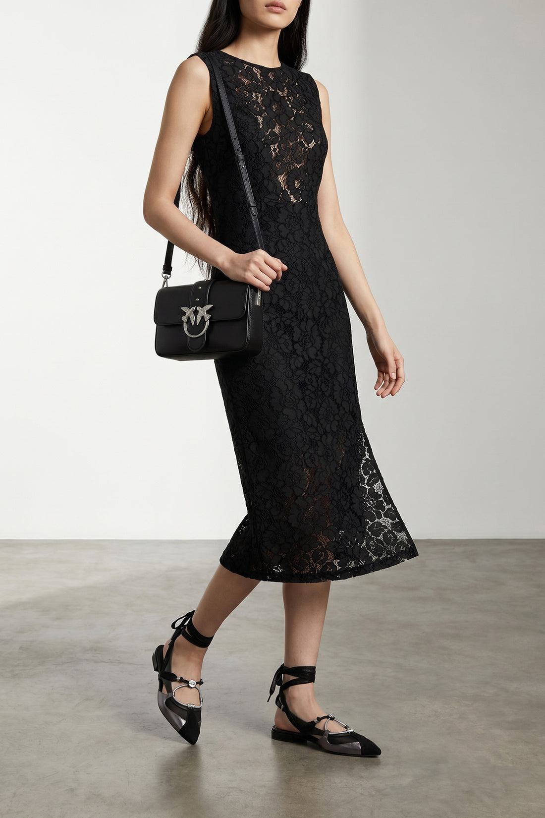 PINKO 40 drupa lace midi dress doubled