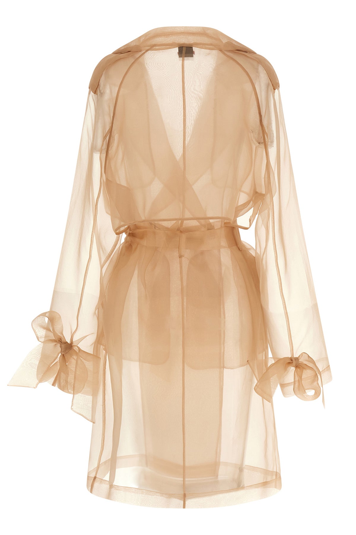 cocco double-breasted trench coat in semi-transparent silk organza