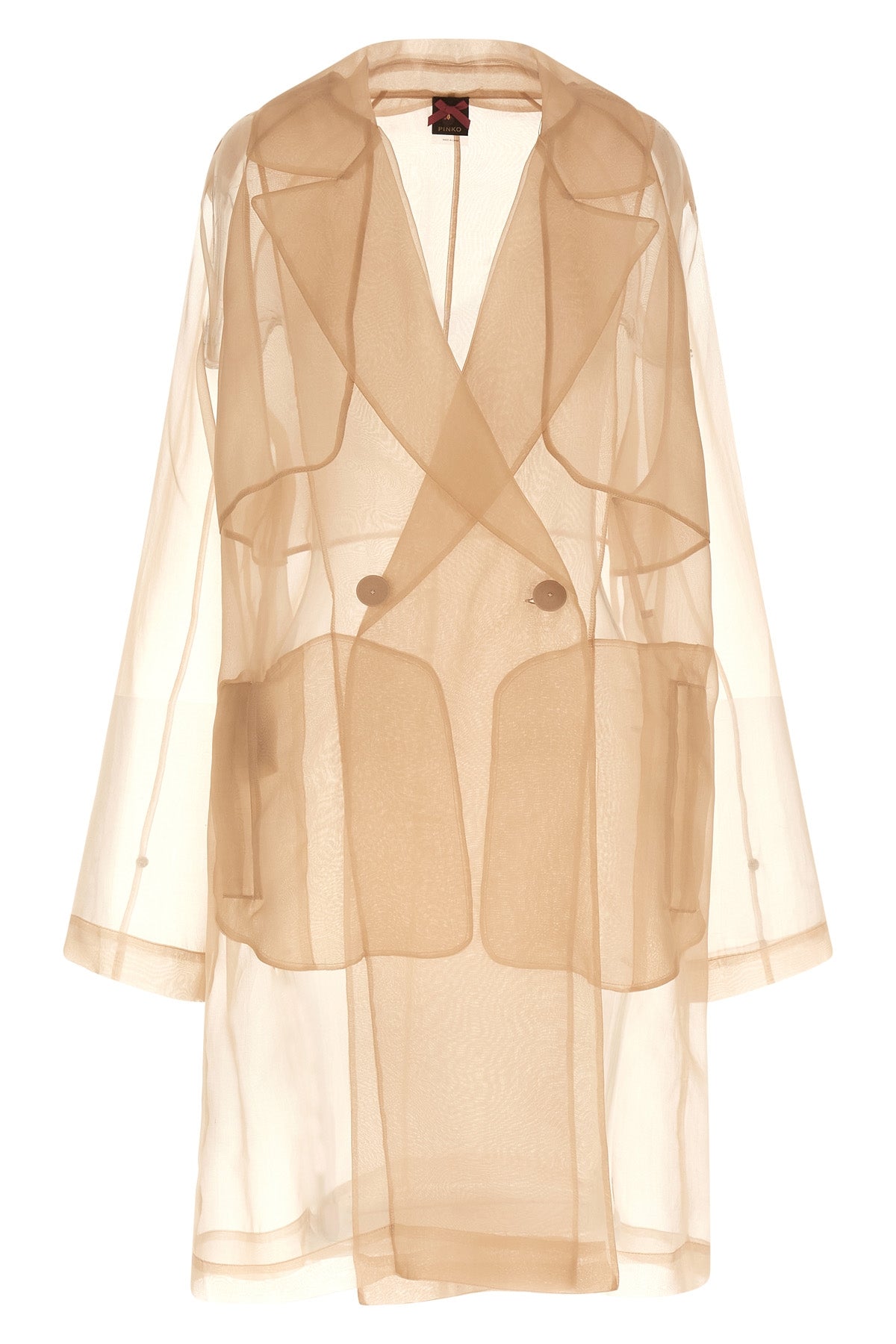 cocco double-breasted trench coat in semi-transparent silk organza