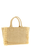 beach large shopping bag in woven raffia-effect fabric