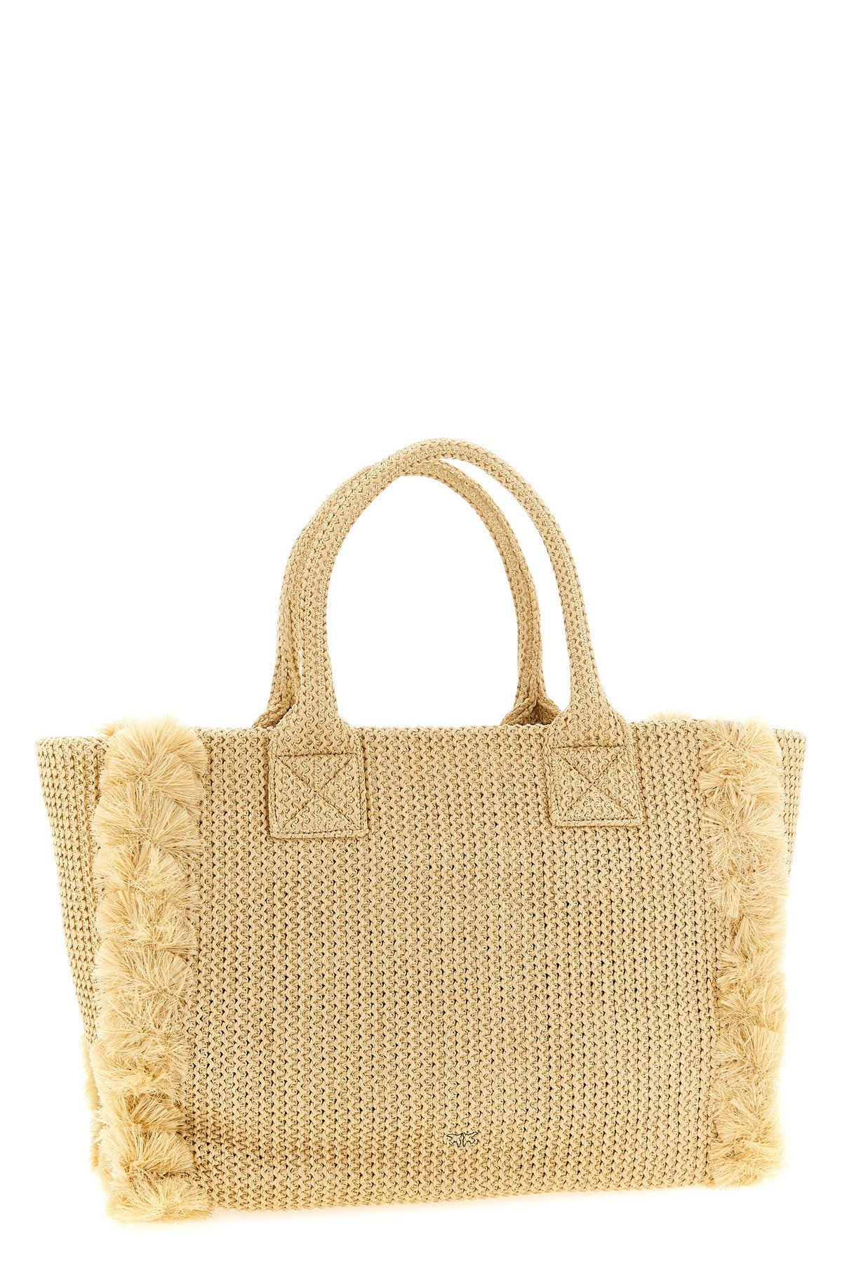 beach large shopping bag in woven raffia-effect fabric